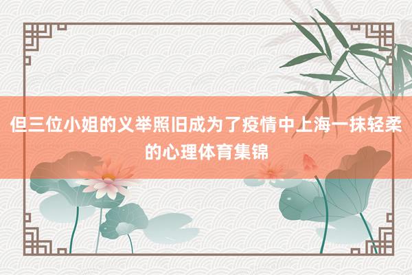 但三位小姐的义举照旧成为了疫情中上海一抹轻柔的心理体育集锦