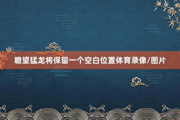 瞻望猛龙将保留一个空白位置体育录像/图片