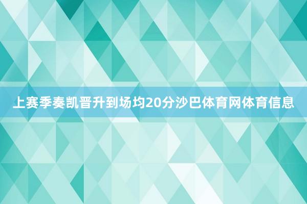 上赛季奏凯晋升到场均20分沙巴体育网体育信息
