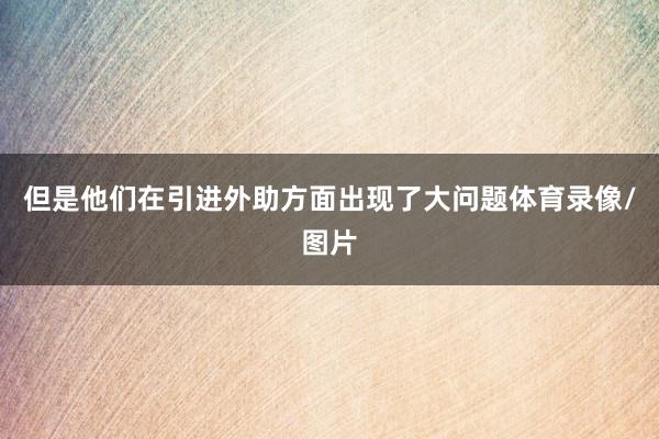 但是他们在引进外助方面出现了大问题体育录像/图片