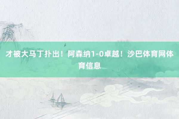 才被大马丁扑出！阿森纳1-0卓越！沙巴体育网体育信息