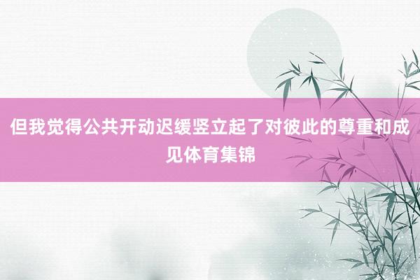 但我觉得公共开动迟缓竖立起了对彼此的尊重和成见体育集锦