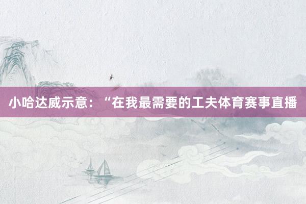 小哈达威示意：“在我最需要的工夫体育赛事直播
