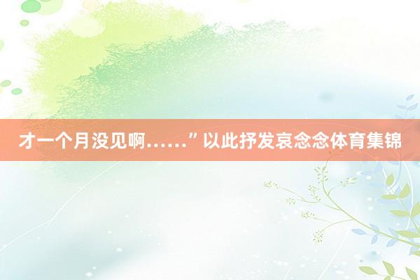 才一个月没见啊……”以此抒发哀念念体育集锦