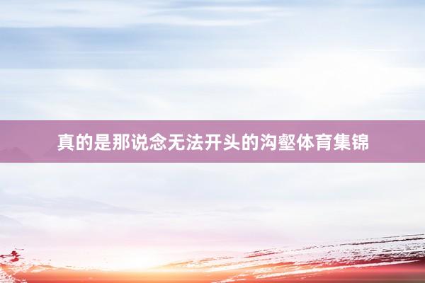 真的是那说念无法开头的沟壑体育集锦