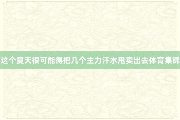 这个夏天很可能得把几个主力汗水甩卖出去体育集锦