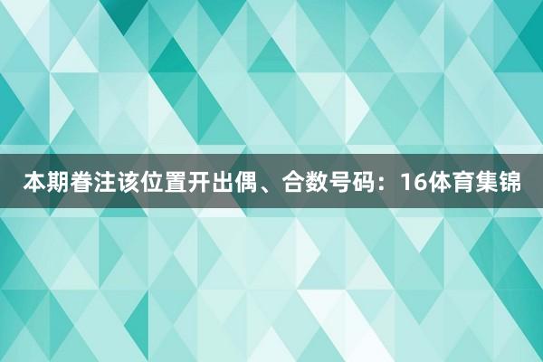 本期眷注该位置开出偶、合数号码:16体育集锦