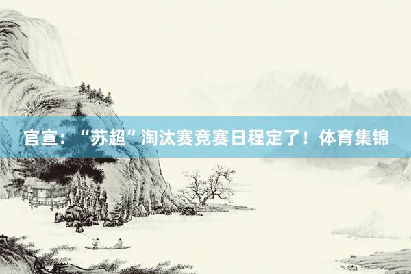 官宣：“苏超”淘汰赛竞赛日程定了！体育集锦