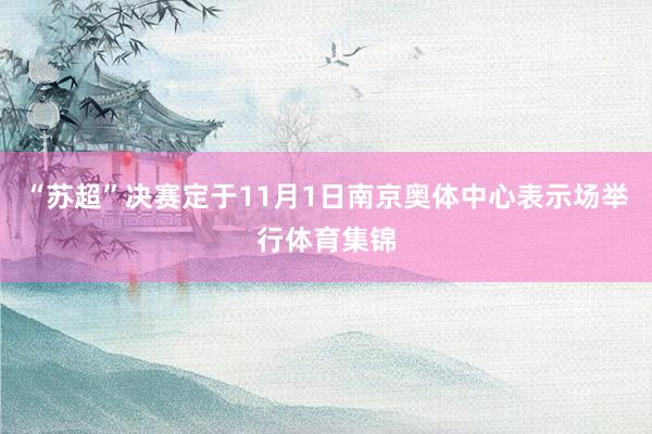 “苏超”决赛定于11月1日南京奥体中心表示场举行体育集锦