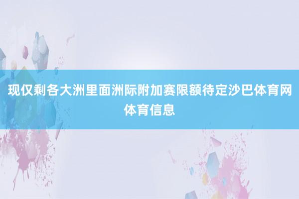 现仅剩各大洲里面洲际附加赛限额待定沙巴体育网体育信息