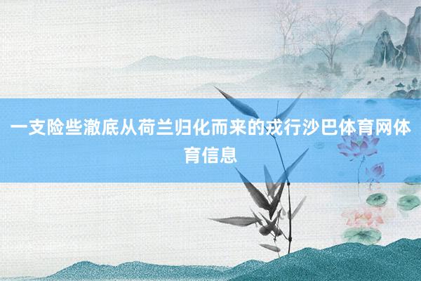 一支险些澈底从荷兰归化而来的戎行沙巴体育网体育信息