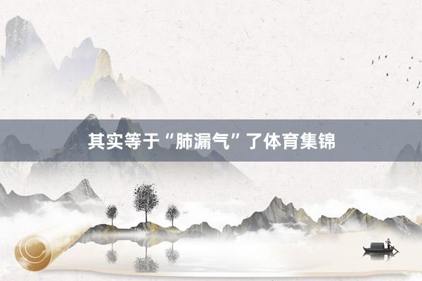 其实等于“肺漏气”了体育集锦