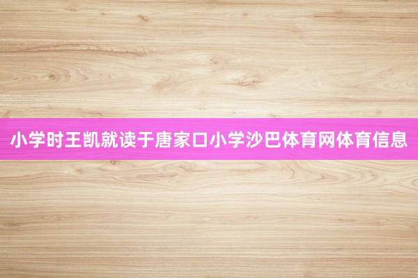 小学时王凯就读于唐家口小学沙巴体育网体育信息