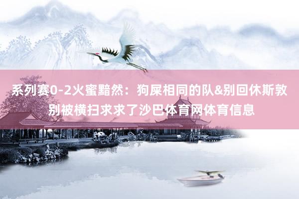系列赛0-2火蜜黯然：狗屎相同的队&别回休斯敦 别被横扫求求了沙巴体育网体育信息