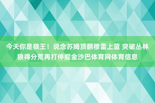 今天你是狼王！说念苏姆顶翻穆雷上篮 突破丛林狼得分荒再打停掘金沙巴体育网体育信息