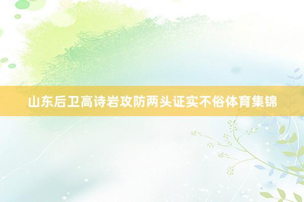 山东后卫高诗岩攻防两头证实不俗体育集锦