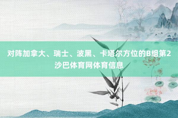 对阵加拿大、瑞士、波黑、卡塔尔方位的B组第2沙巴体育网体育信息