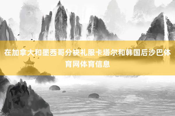 在加拿大和墨西哥分袂礼服卡塔尔和韩国后沙巴体育网体育信息