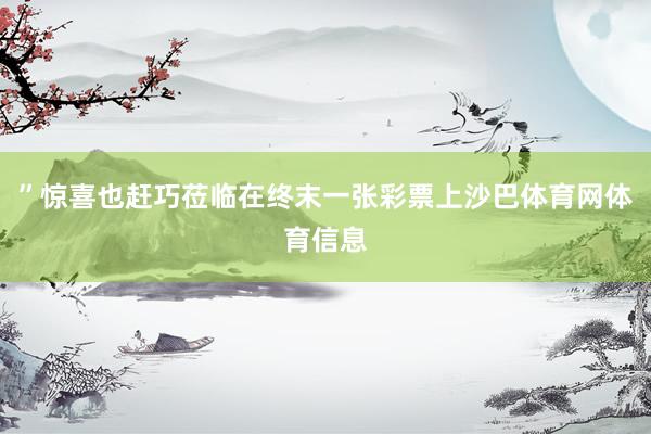 ”惊喜也赶巧莅临在终末一张彩票上沙巴体育网体育信息